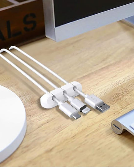 SOULWIT Cable Holder Clips, 3-Pack Cable Management Cord Organizer Clips Silicone Self Adhesive for Desktop USB Charging Cable Nightstand Power Cord Mouse Cable Wire PC Office Home