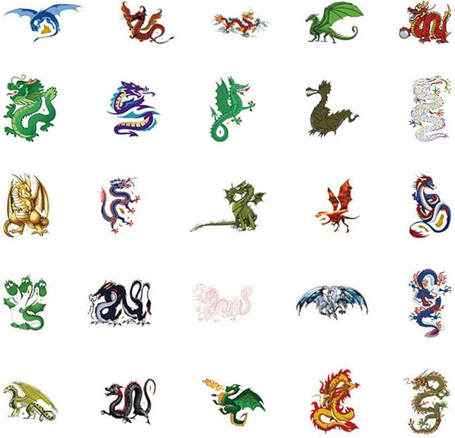 Dragon Stickers for Girls Teens Boys|50Pcs|Trendy Vinyl Waterproof Stickers for Waterbottle Laptop Computer Luggage Notebook Phone Tablet Flasks Bike Scrapbook,Cartoon Decals Pack(Dragon-50Pcs)
