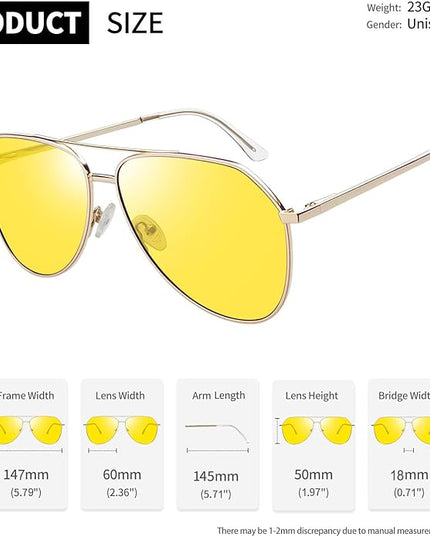 Joopin Polarized Metal Aviation Sunglasses Men, Classic Military Sun Glasses Women, Rectangle Shades UV400 Protection Costume