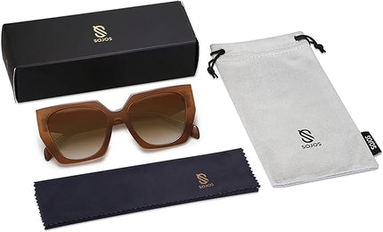 SOJOS Large Oversized Polarized Sunglasses for Women, Big Designer Womens Trendy Square Shades SJ2205