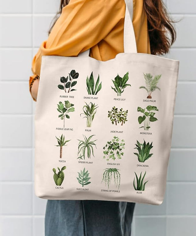 AUSVKAI Canvas Tote Bag Aesthetic for Women, Cute Reusable Cloth Cotton Bags for Shopping Beach Grocery
