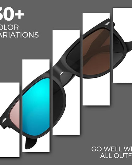 Sunier Polarized Sunglasses for Men and Women, Retro Square Matte Finish UV400 Protection Shades for Driving, Fishing