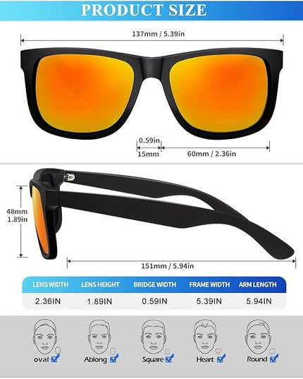 KALIYADI Sunglasses Men Polarized Sun glasses for Mens Womens Classic Matte Black Frame UV Protection 3pack