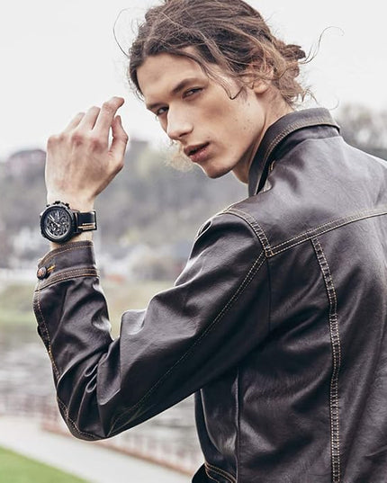 NAVIFORCE Sport Military Watches for Men Waterproof Watch Analog Quartz Leather Band Date Calendar Clock Wristwatch