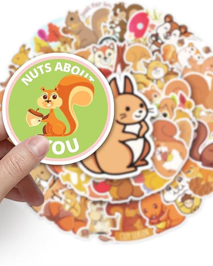Lovely Squirrel Vinyl Stickers, 50 PCS Waterproof Animal Decals for Laptops, Scrapbooking, Notebooks, Water Bottles, Suitcases, Phones & DIY Decor