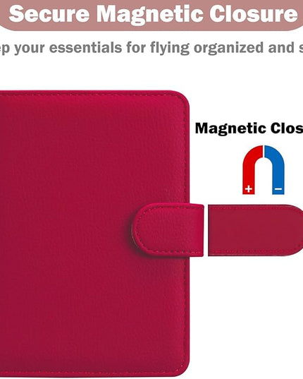HOTCOOL Passport Holder Travel Essentials Airplane & Cruise Essentials Ship Leather Wallet Cover Case RFID Blocking Women & Men Vacation Travel Accessories Gifts Deals, Litchi - Hot Pink