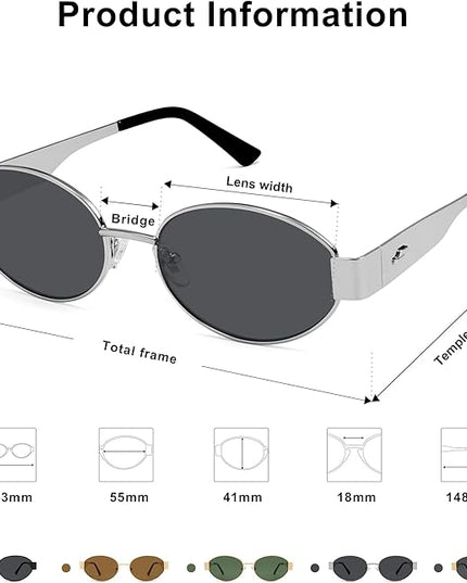 SOJOS Retro Oval Sunglasses for Women Trendy Classic Shades UV400 Protection SJ1256