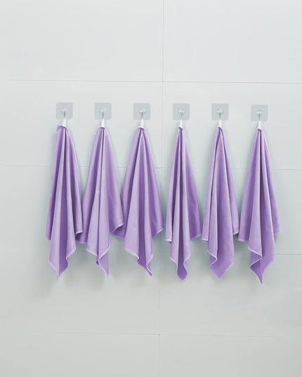 6 Pack Microfiber Glass Cleaning Cloth, 16 Inch X 16 Inch, Lint Free Quickly Clean Window, Glasses, Windshields, Mirrors, and Stainless Steel, Purple