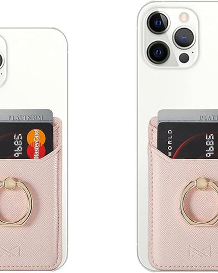 BIAJIYA Phone Card Holder RFID Leather Wallet Credit Adhesive Cell Case Stick-on Card Holder for Women and Men Back of Phone for Most of Smartphones