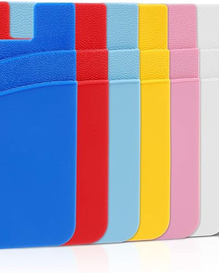 SS Phone Wallet Stick On Silicion Card Holder for Back of Phone Credit Card Suitable for iPhone Samsung Galaxy Any Smartphone (8 Pack)