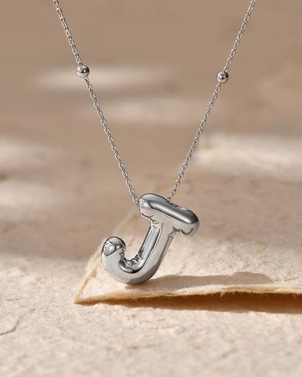 LUCA SMITH Initial Necklaces for Women, Dainty Balloon Bubble Letter, Name Letter Alphabet Pendant Layered Choker Chain Jewelry Gift