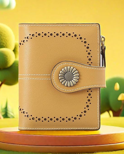 SENDEFN Small Womens Wallet Leather Bifold Card Holder RFID Blocking with Zipper Coin Pocket
