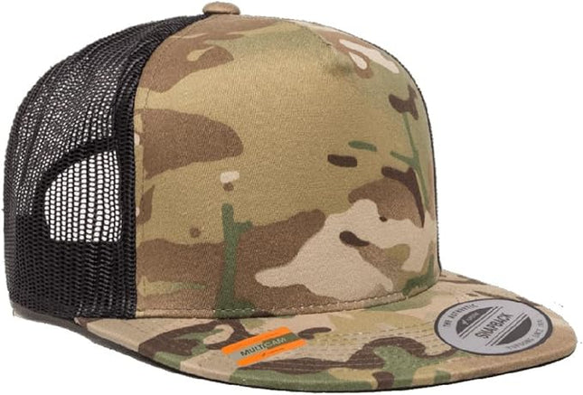 Yupoong 5-Panel YP Classic Trucker Cap | High Profile Flat Visor Snapback | OSFM | Bulk Packs Available