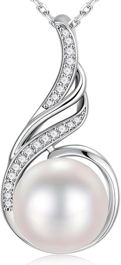 Iefil 10-11mm Tahitian Black Pearl & Freshwater Pearl Necklace - S925 Sterling Silver Pearls Necklace, Anniversary Birthday Gifts for Women Wife Girlfriend Mom