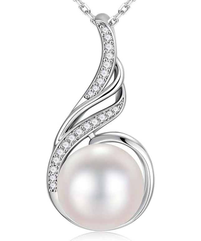 Iefil 10-11mm Tahitian Black Pearl & Freshwater Pearl Necklace - S925 Sterling Silver Pearls Necklace, Anniversary Birthday Gifts for Women Wife Girlfriend Mom