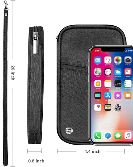 RFID Family Passport Wallet Holder Waterproof, Travel Document Organizer Credit Card Clutch Bag for Men Women