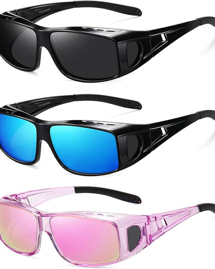 Wzerry Sunglasses Fit Over Glasses Polarized for Men Women, Wrap-Around Glasses UV400 Protection for Driving and Outdoor