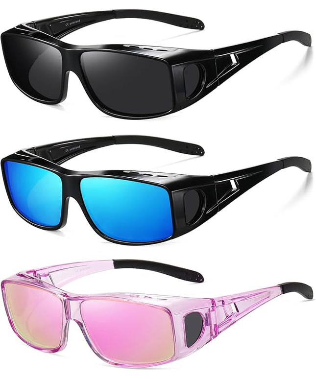 Wzerry Sunglasses Fit Over Glasses Polarized for Men Women, Wrap-Around Glasses UV400 Protection for Driving and Outdoor