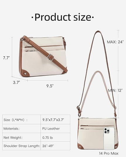 WESTBRONCO Crossbody Bags for Women, Medium Size Shoulder Handbags, Satchel Purse with Multi Zipper Pocket