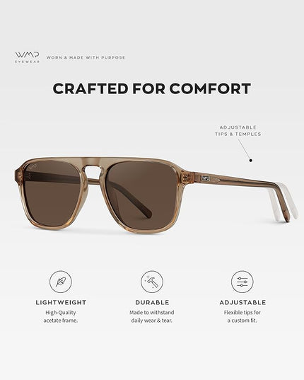 WearMe Pro Polarized Modern Aviator One-Bridge Square Mens Sunglasses