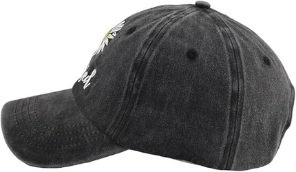 MANMESH HATT Embroidered Daisy Blessed Hat for Women Men, Adjustable Vintage Washed Cotton Christian Baseball Cap
