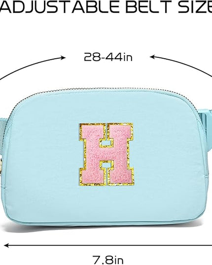 Gitus Gifts for 7 8 9 10 11 Year Old Girls Belt Bag Fanny Pack Crossbody Bags with Initial Letter Patch Birthday Gifts for Daughter Sister Friends Teen girls (Icing Blue-H)