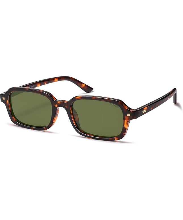 SOJOS Trendy Rectangle Polarized Sunglasses Womens Mens, Small Retro Fashion Thin Slim Square Sunnies SJ2610