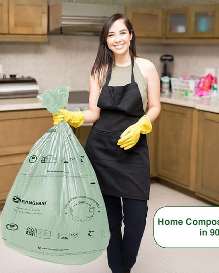 100% Certified Home Compostable Trash Bags, 55 Gallon, 60 Count, 1.5 Mils Extra Thick 38 x 56 Inches, 208 Liter, Compostable Liners, ASTM D6400 EN 13432 US BPI & OK Compost Home Certified
