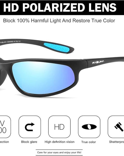 FAGUMA Polarized Sports Sunglasses For Men Cycling Driving Fishing UV400 Protection