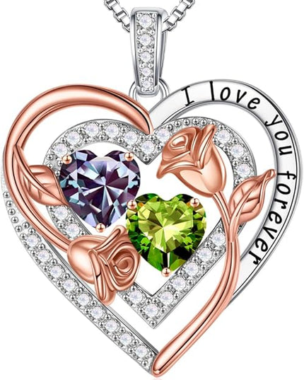 Iefil Christmas Gifts for Women - Sterling Silver Birthstone Necklace Anniversary Birthday Gifts for Her Wife Mom Daughter