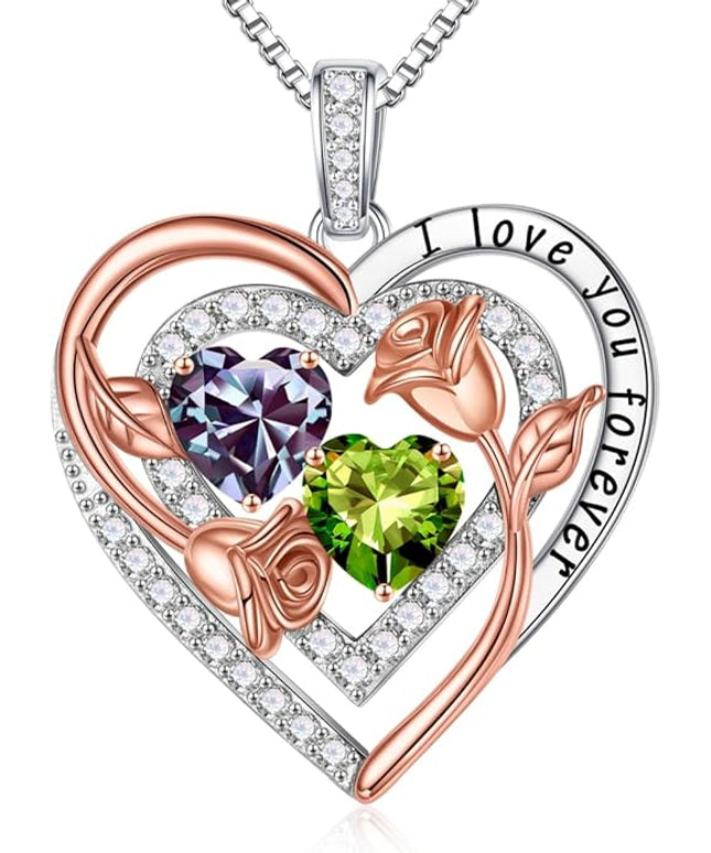 Iefil Christmas Gifts for Women - Sterling Silver Birthstone Necklace Anniversary Birthday Gifts for Her Wife Mom Daughter