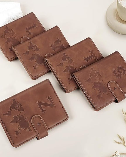 Passport Holder Cover Personalized Initial Letter A-Z Travel Wallet RFID Blocking Passport Cover Holder for Travel Passport Book Holders for Women and Men, Brown-Z