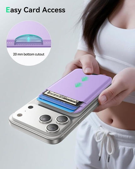 Fanseesy for MagSafe Wallet with Stand, 5 Card Holder, Slim Leather Magnetic Wallet for iPhone 17/16/15/14/13/12 Pro Max Plus Air Series, 3 Card Slots & 1 Cash Slot,Purple