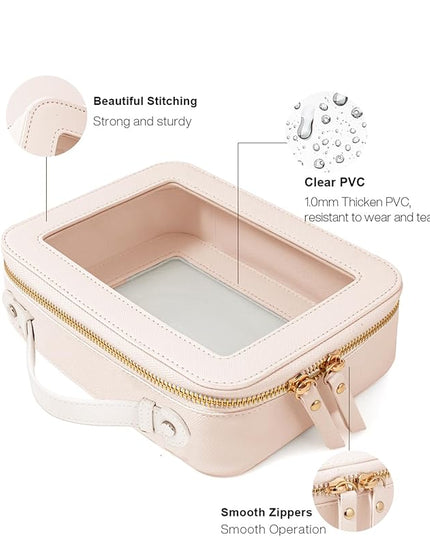 Travel Clear Makeup Bag Set, TSA Approved Cosmetic Bag Case with Zipper Portable Makeup Pouch Toiletry Bag Traveling Cosmetic Organizer Storage Bag Car Organizer Car Essentials