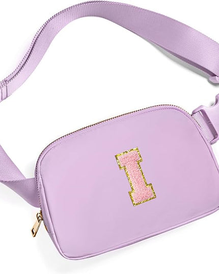 Gitus Initial Belt Bag Fanny Pack Crossbody Bag for Girls Birthday Gifts Age 8-10 Teen Girl Gifts Trend Stuff Personalized Letter Gifts for Daughter Sister (Lavender-I)