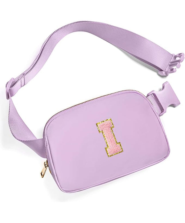 Gitus Initial Belt Bag Fanny Pack Crossbody Bag for Girls Birthday Gifts Age 8-10 Teen Girl Gifts Trend Stuff Personalized Letter Gifts for Daughter Sister (Lavender-I)