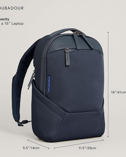 Troubadour Apex 4.0 Compact - 16L Premium Laptop Backpack - Ergonomic & Water Resistant - Designed for Work and Travel - Ink Blue