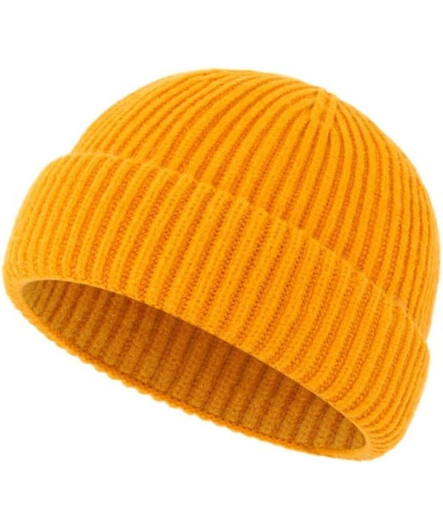 Stylish Wool Knit Short Cuff Fisherman Beanie for Men and Women Unisex Warm Winter Hat