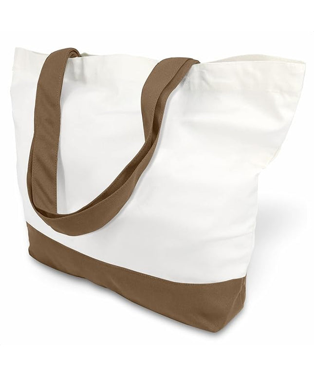 TOPDesign 1-Pack Super Strong Large 12oz Cotton Canvas Tote Bag, Reusable Grocery Shopping Cloth Bag, Fashionable Two-Tone Tote for Crafts, DIY Your Creative Designs