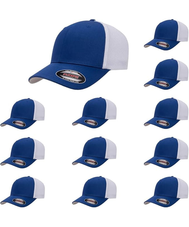 Flexfit 6511 Fitted Mid-Profile Stretchable Mesh Panels Trucker Cap | Bulk Pack Available