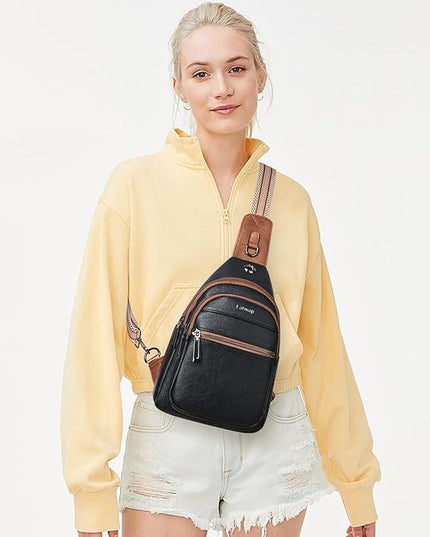 Sling Bag For Women Faux Leather Small Casual Daypack Backpack Fanny Pack Crossbody Chest Bags Purse