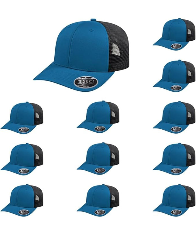 Cap America i8502 Flexfit 110 Premium Mid Profile 6-Panel Mesh Back Trucker Cap Hat w/UV Guard & Adjustable Snapback