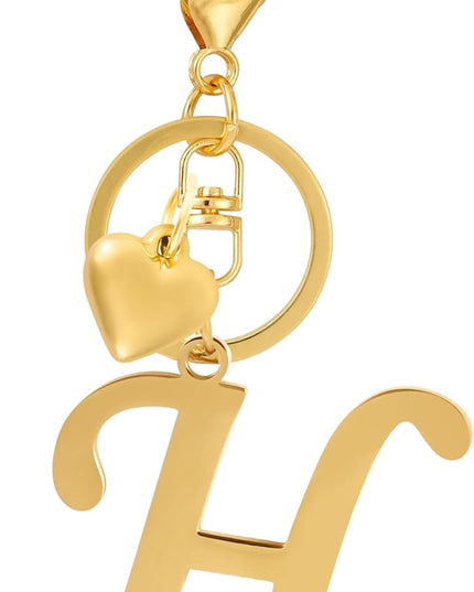 A-Z Heart Initial Letter Keychain, Stainless Steel Alphabet Charm for Handbags, Gift for Women and Girls