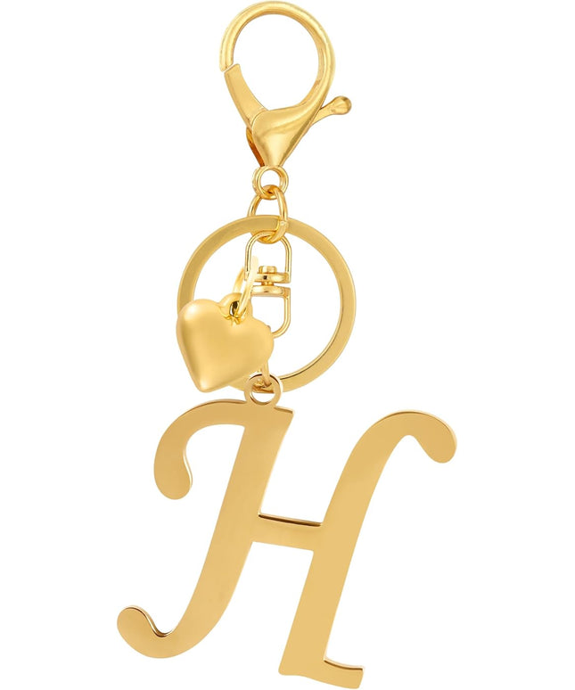 A-Z Heart Initial Letter Keychain, Stainless Steel Alphabet Charm for Handbags, Gift for Women and Girls