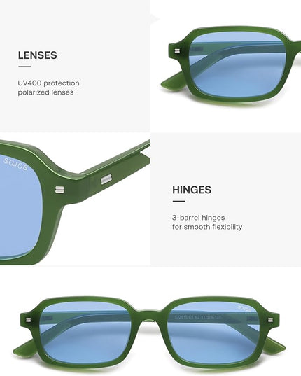 SOJOS Trendy Rectangle Polarized Sunglasses Womens Mens, Small Retro Fashion Thin Slim Square Sunnies SJ2610