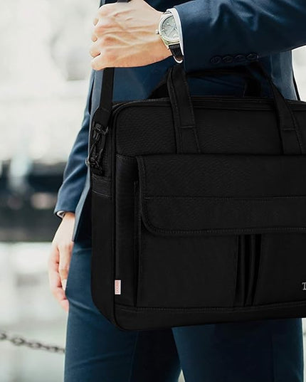 Taygeer Laptop Bag 15.6 Inch, Business Briefcase Gifts for Men Women, Water Resistant Messenger Shoulder Bag with Strap, Premium Office Bag, Carry On Laptop Case for Notebook/Computer/Laptop, Black
