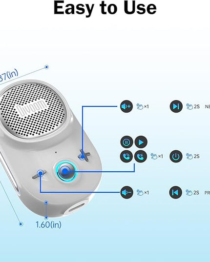 Divoom Itour-S Wearable Bluetooth Speaker, IP67 Waterproof Dustproof, Portable Small Clip-On Bluetooth Speaker, 10H Playtime, for Kitchen, Work, Travel, Biking, Golf, Pool (White)