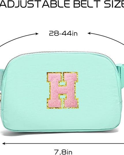 Gitus Belt Bag Fanny Pack Crossbody Bags with Initial Letter Patch Cute Stuff Birthday Gifts for Teenager Girls Trendy Preppy Stuff for Teen Girls Cool Stuff for Teens (Mint Green-H)