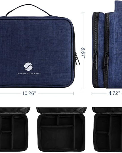 ORIENT FAMULAY Travel Electronics Organizer, Waterproof Cable Organizer Bag for Electronic Accessories Double Layer Large Shockproof Cable Storage Bag for Cord, Power Bank, Tablet(Up to iPad 11 inch) - Royal Blue