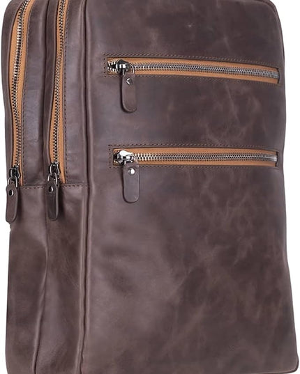 Osceola Genuine Leather Laptop Backpack for Men & Women, Handmade Leather Backpack Fits 16 Inch Laptop (Dark Brown)